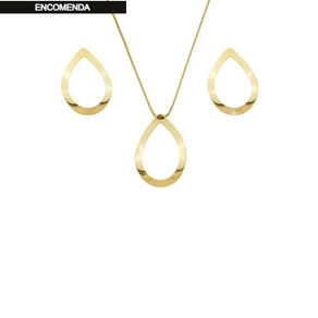 CONJUNTO DE GOTA VAZADO NO OURO CJ097-O| R$ 134,70