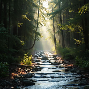 a single path through the forrest light shining stream flowing freedom close up.jpg
