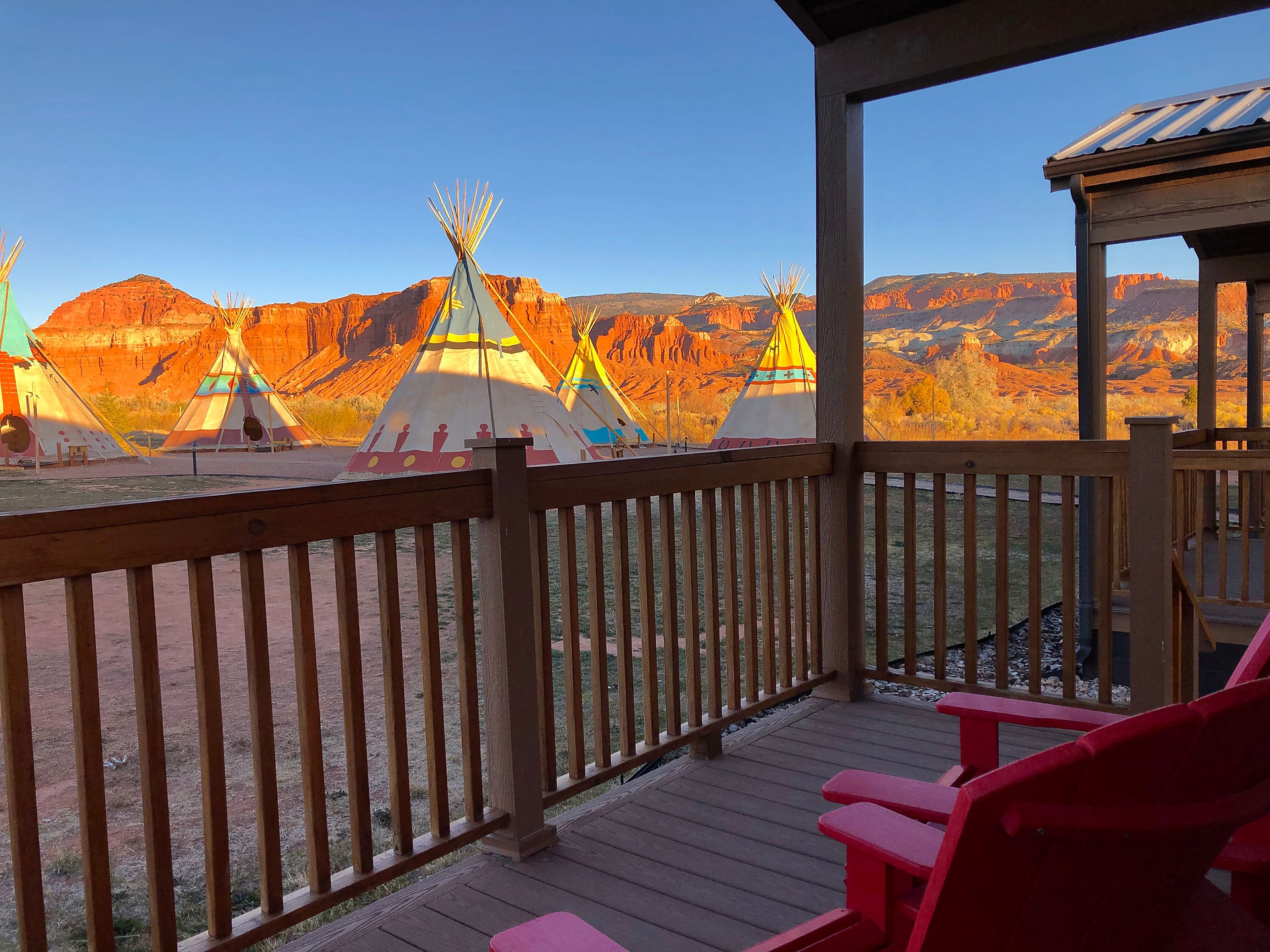 view from cabin porch at Capitol Reef Resort