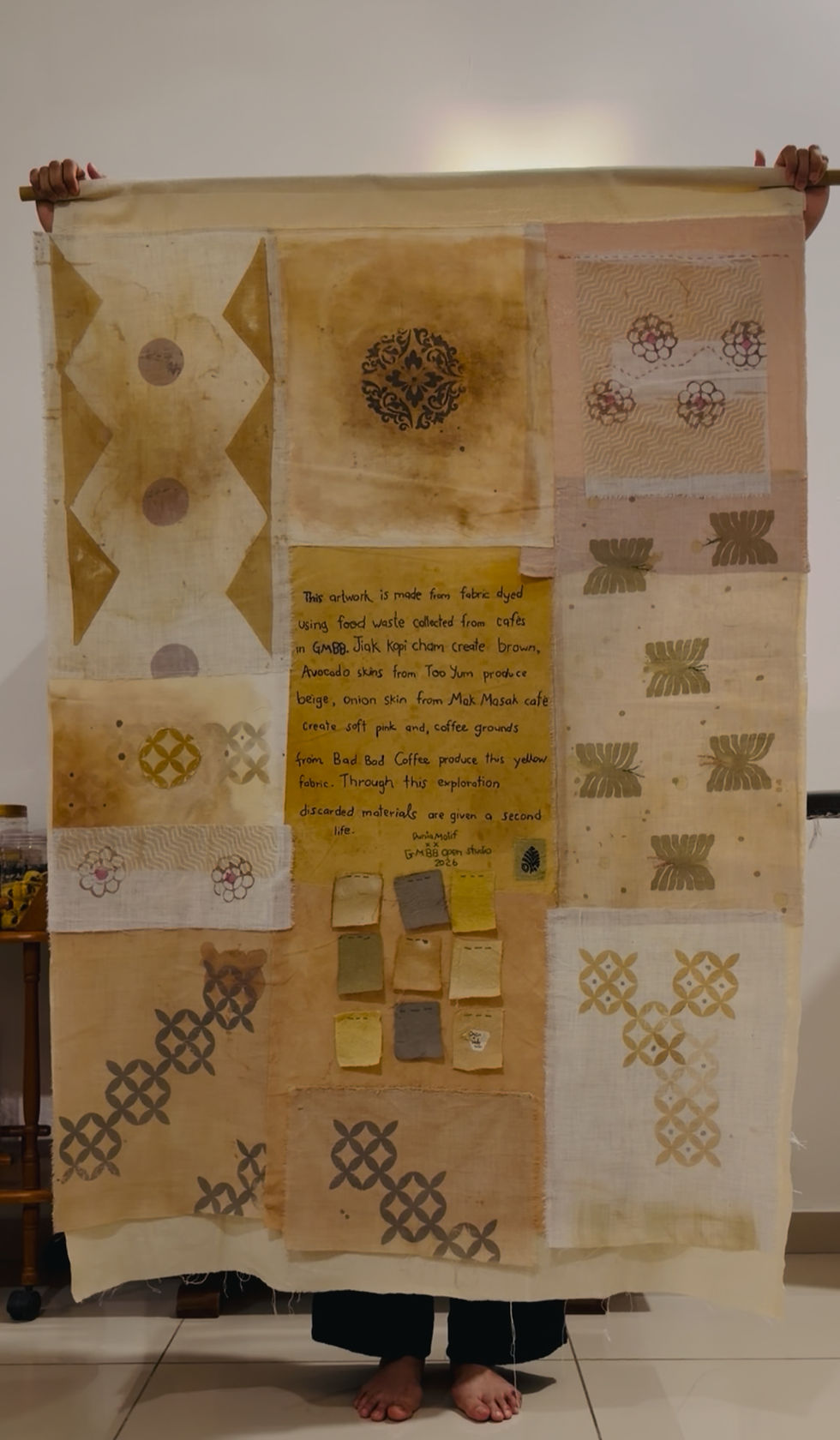 A compilation of colour swatches created from food waste collected from the GMBB community.