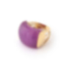 Polished Purple Stone Cocktail Ring 18k Yellow Gold Italian