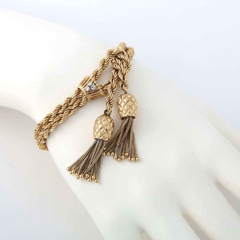 Thumbnail: Pineapple Tassel Double Rope Chain Bracelet 14K Yellow Gold