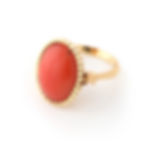 Vintage Coral Gold Ring 18k Yellow Gold
