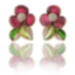 Italian Multi-Stone Diamond Flower Clip On Earrings 18k yellow gold