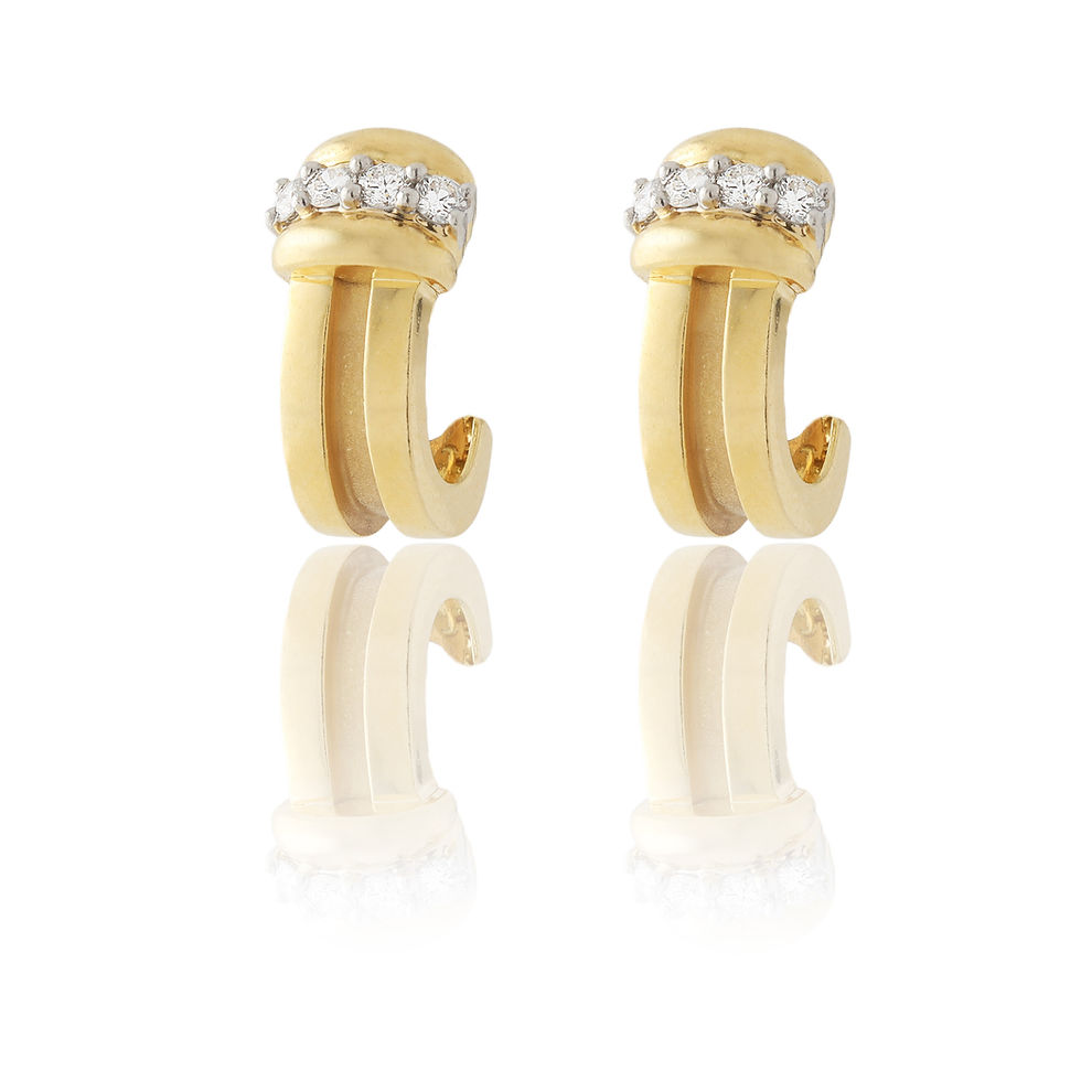 1995 Tiffany & Co. Atlas 18K Yellow Gold Platinum Diamond J hoop Earring
