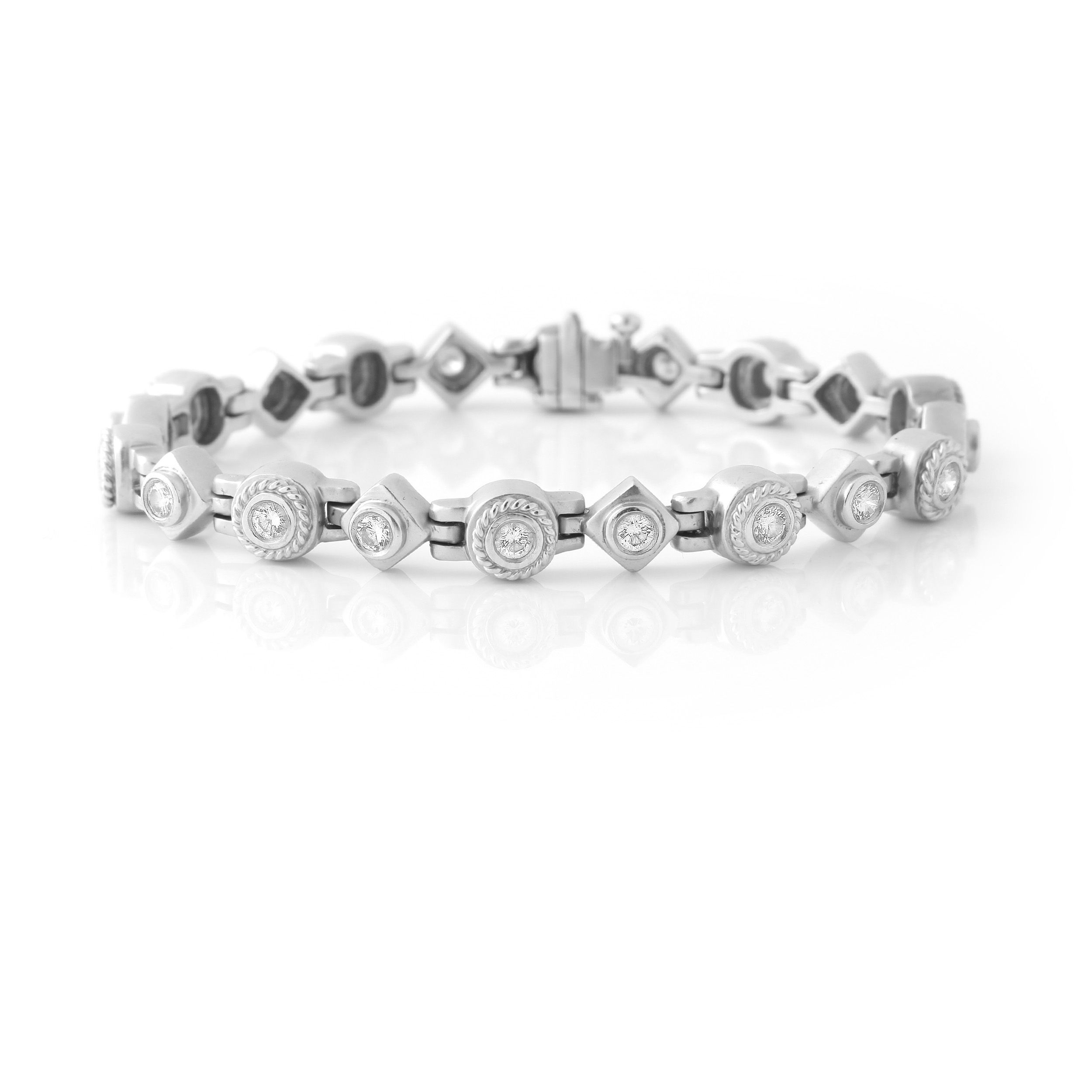 Doris Panos (c) 2000 Diamond Matte 18K White Gold Bracelet