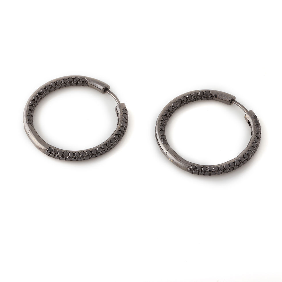 Thumbnail: Black Diamond Hoops 18k Gold 3.72 CTTW