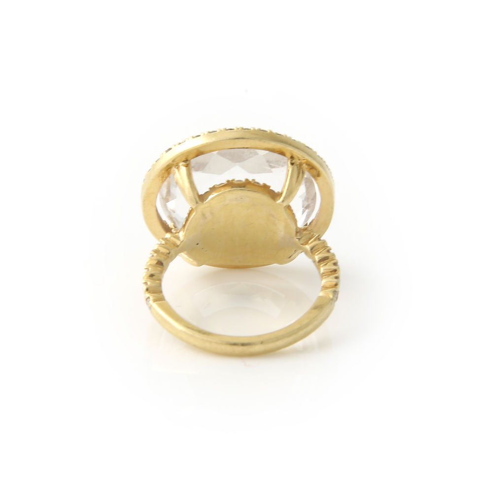 Thumbnail: Suzanne Kalan Vitrine Faceted Circular Crystal & Diamond Ring, 18K Yellow Gold
