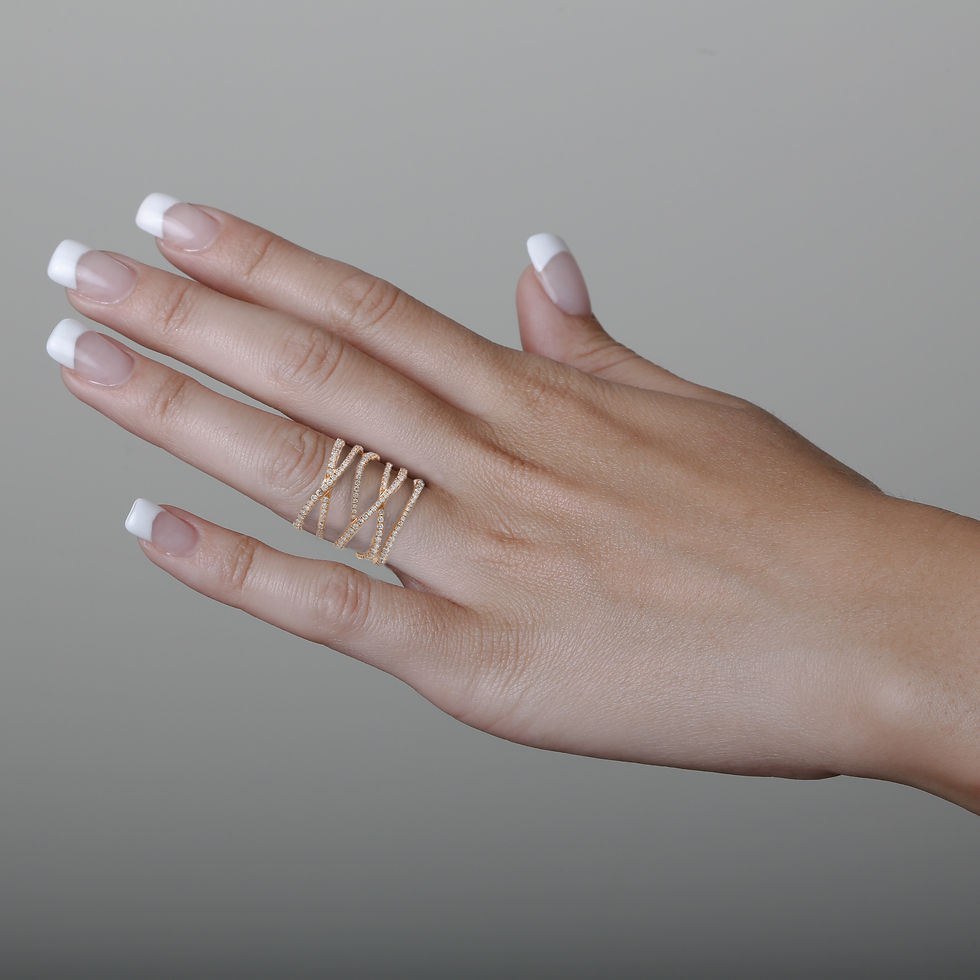 Thumbnail: Multi Row Diamond Crossover Ring 18k Rose Gold & Diamonds