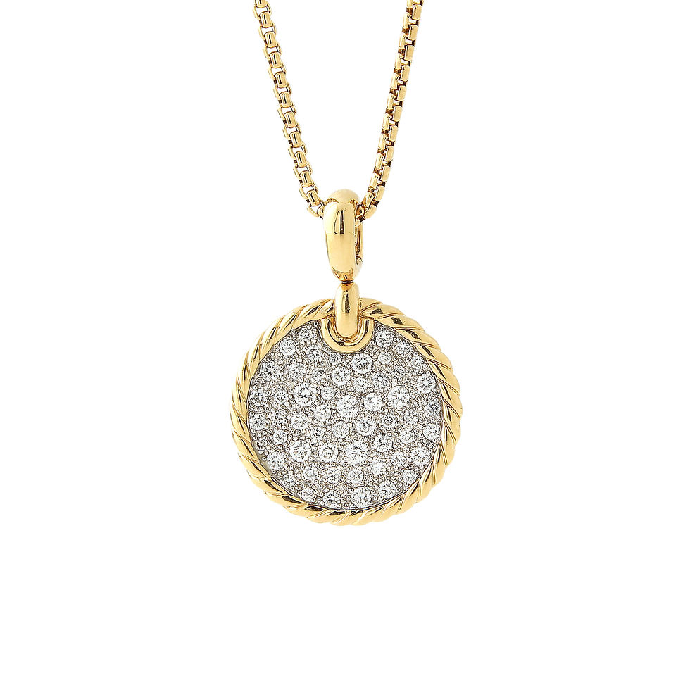 David Yurman Elements Circle Diamond Disc Pave Pendant 18k yellow gold
