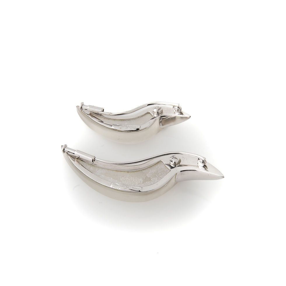 Thumbnail: Demner Pair of Crystal Bird Brooches, 18k White Gold