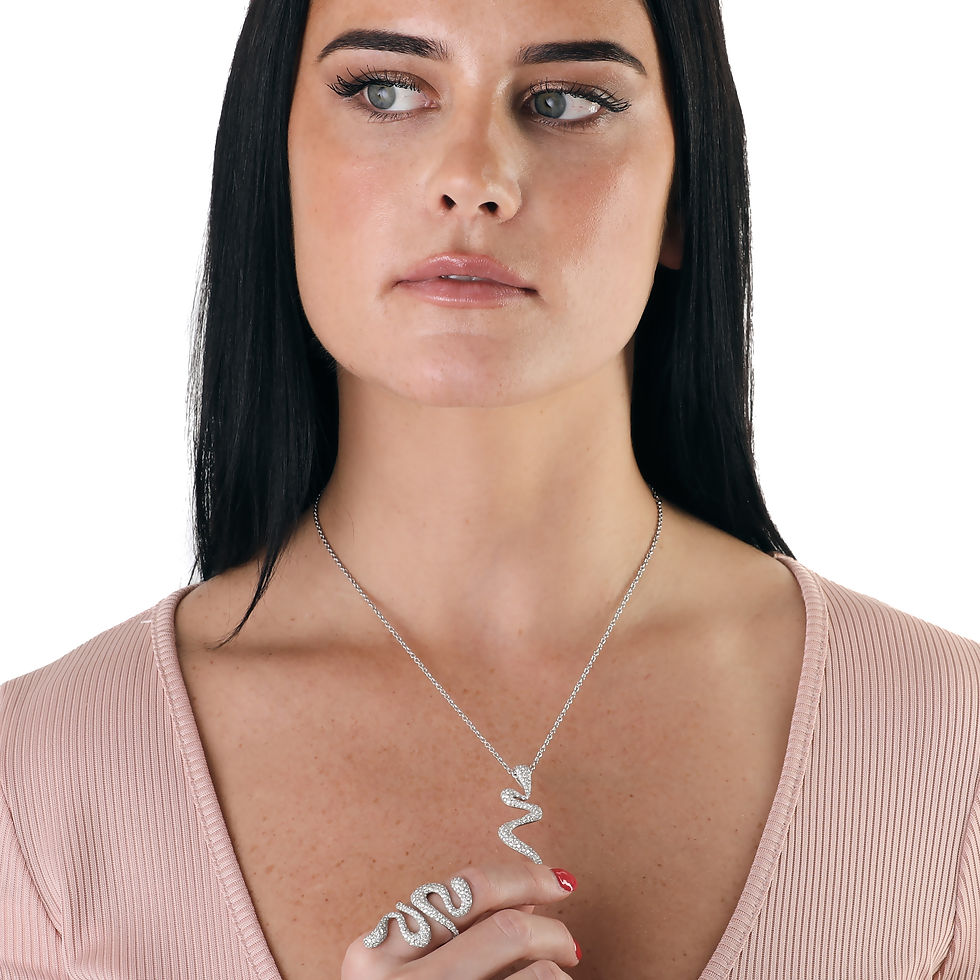 Thumbnail: Antonini Snake Pendant Necklace 18k White Gold Diamonds 3.60 CTTW
