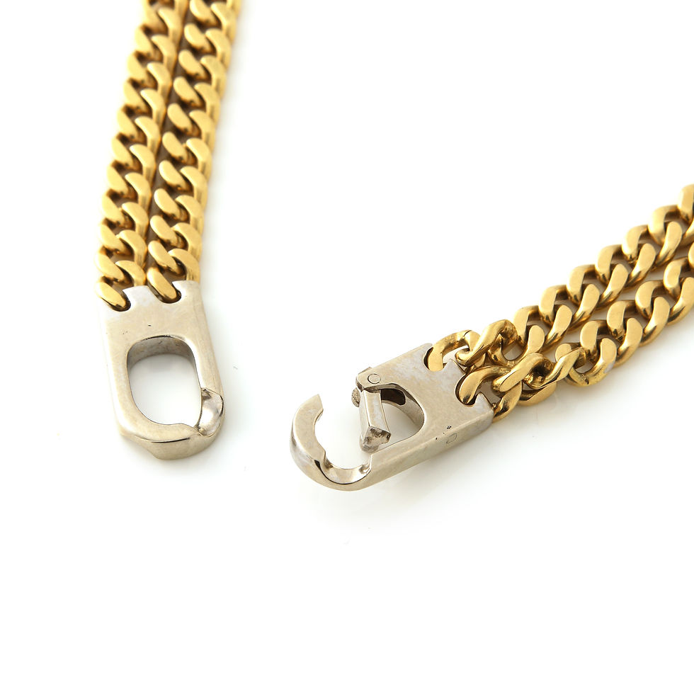 Thumbnail: Nested Interlocking Diamond Double Row Cuban Link Chain 18k yellow 15''