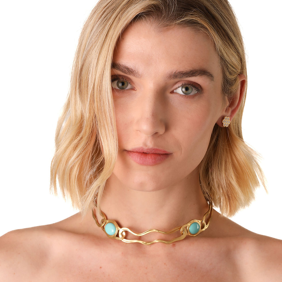 1982 Tiffany & Co. Angela Cummings Turquoise Organic Necklace 18k yellow gold
