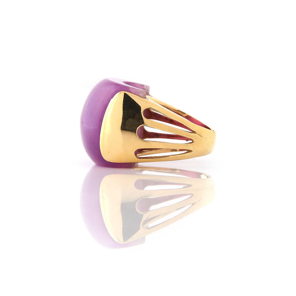 Thumbnail: Polished Purple Stone Cocktail Ring 18k Yellow Gold Italian