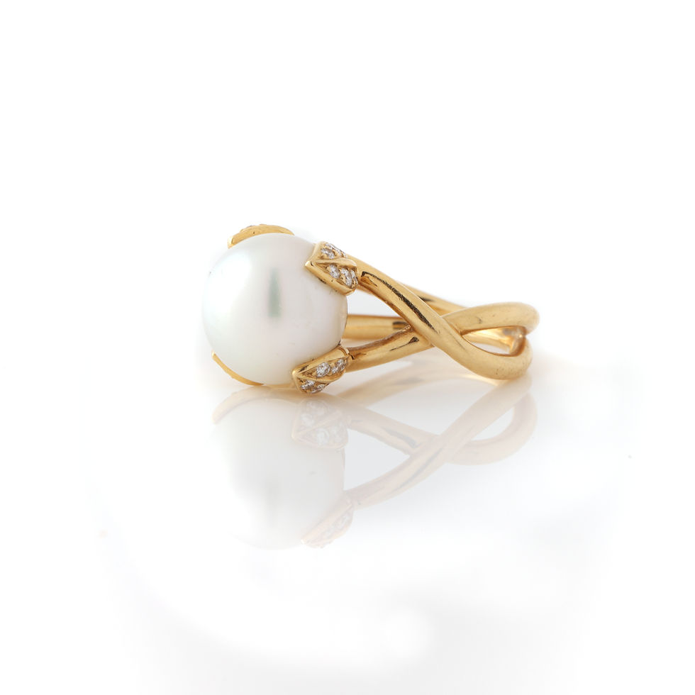 Tiffany & Co. France 11 mm Pearl Ring 18K Yellow Gold