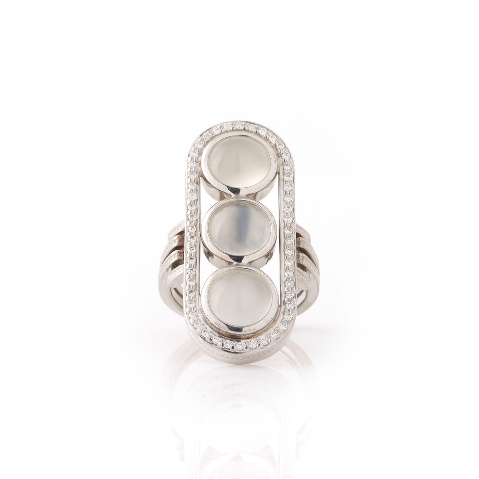 H. Stern Statement Ring Moon Stone & Diamond 18K White Gold