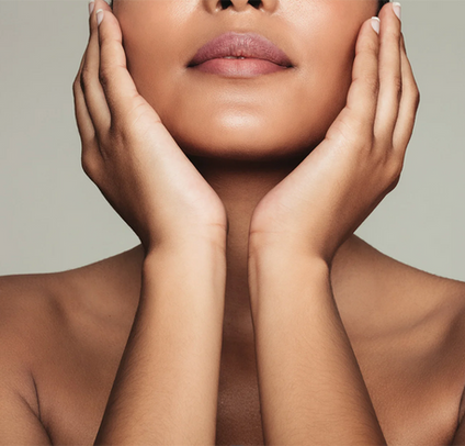 Lady enjoying smooth and soft facial skin after a Hydro Plus Facial Treatment