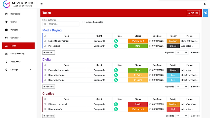 Tasks Tab