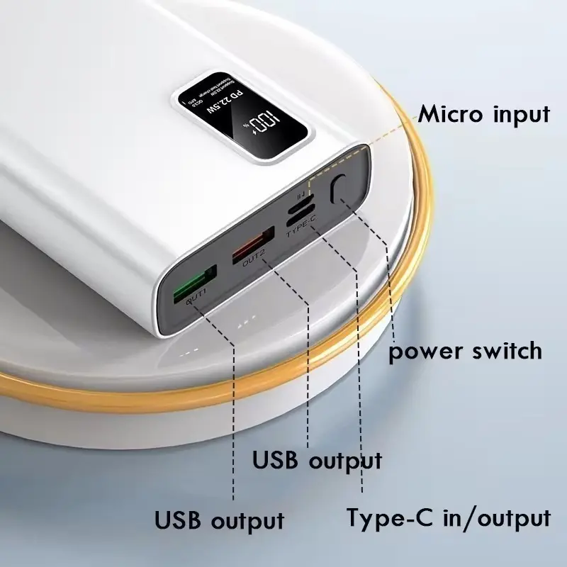 Miniatura: Carregador Portátil 20000mah grande capacidade power bank usb c 22.5w rápido por