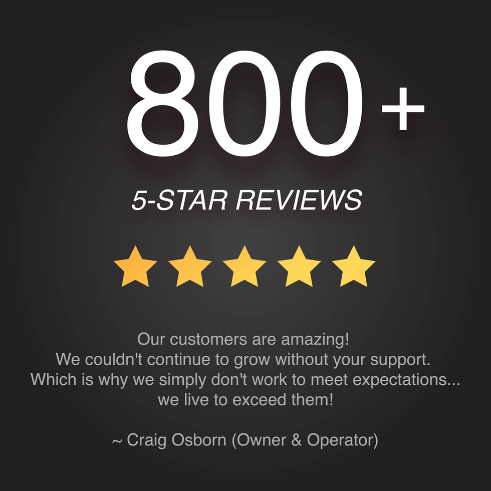 an infographic illustrating the over 800 five-star reviews airwood design has received to date for custom record dividers