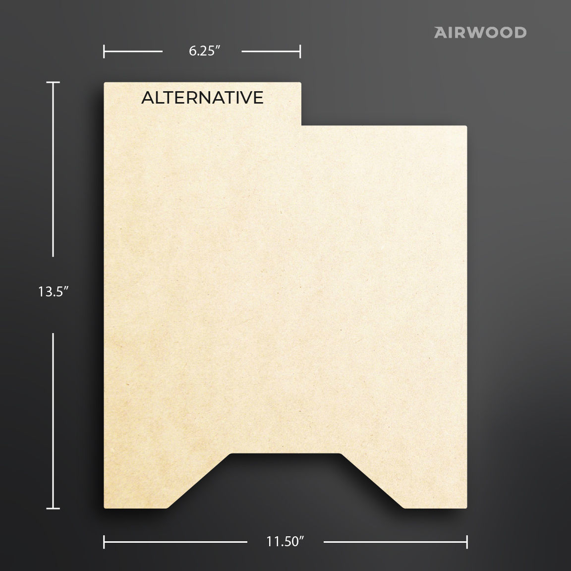 front view of a single vinyl record divider with graphics displaying dimensions