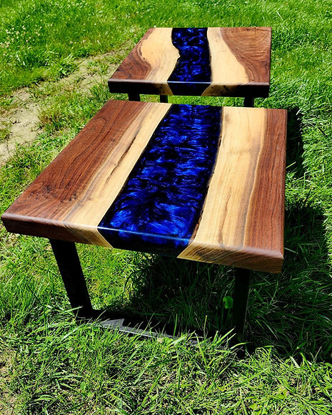 Blue epoxy end table