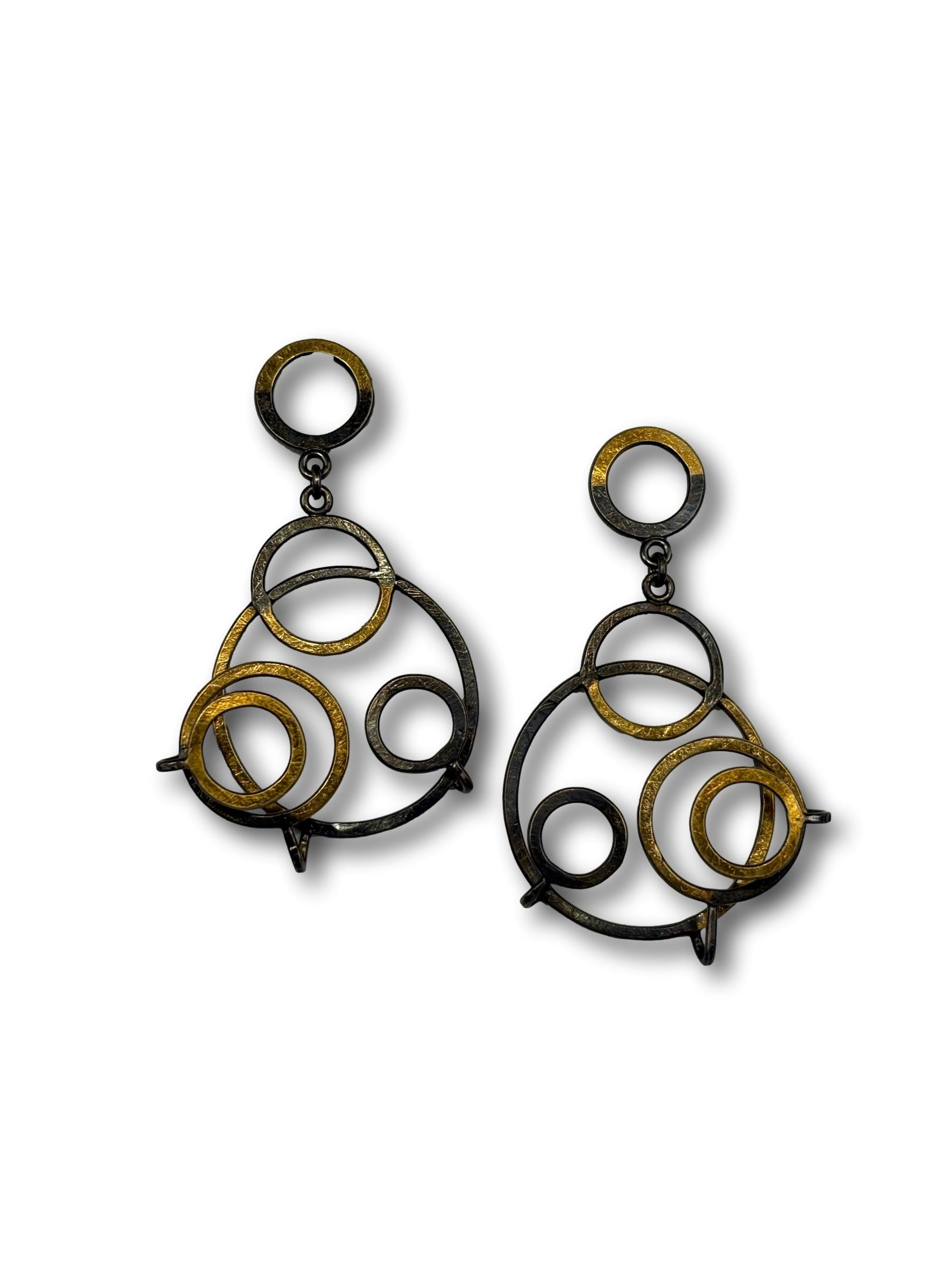 Orbits Earrings Sterling and 24K Gold