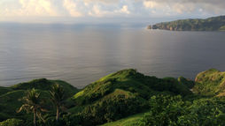 Volcanic coastline of São Tomé and Príncipe overlooking the Atlantic Ocean.