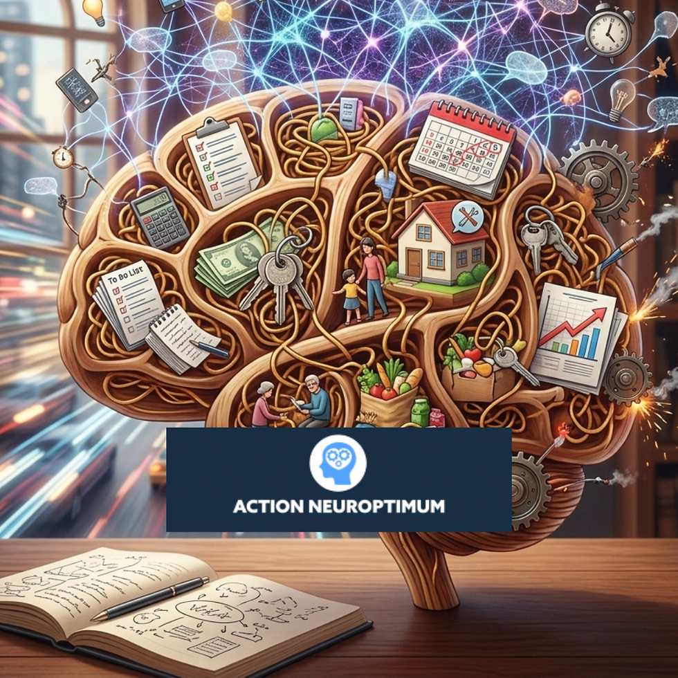 La charge mentale remplit bien notre cerveau. (Image générée par Google Gemini)