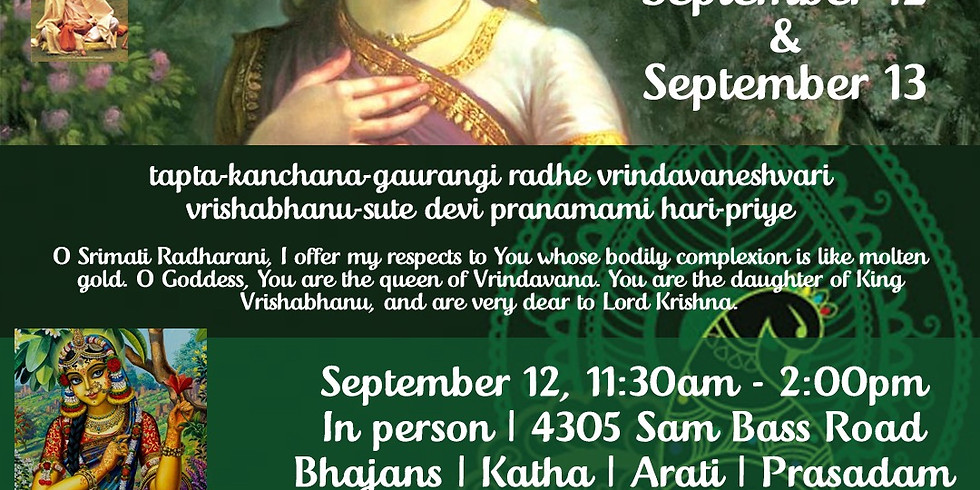 Radhastami Celebrations - Sunday Feast