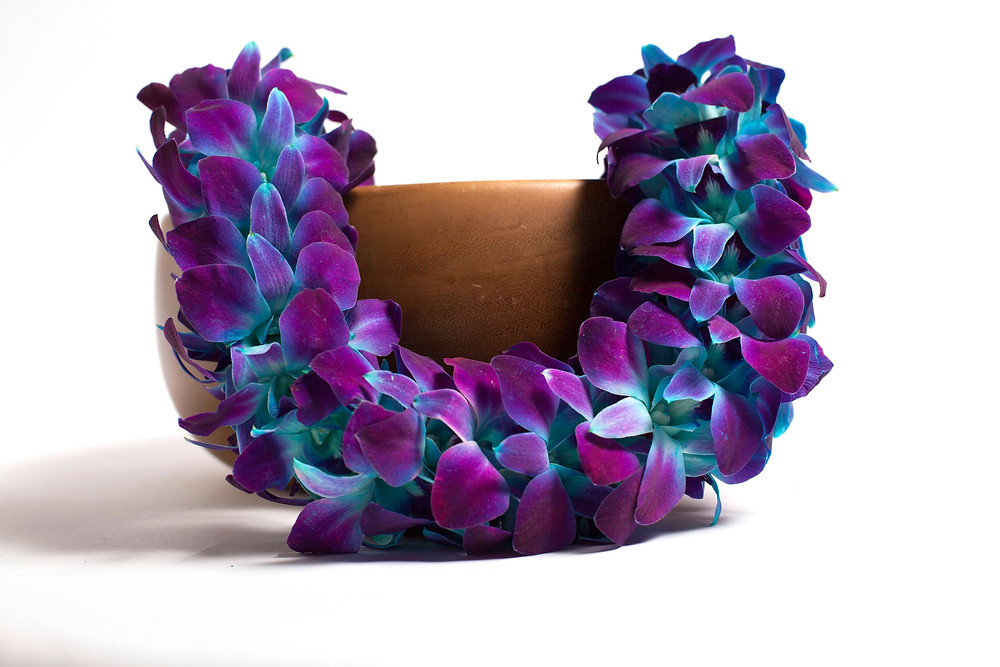 Double Orchid Lei (Purple with Blue Dye)