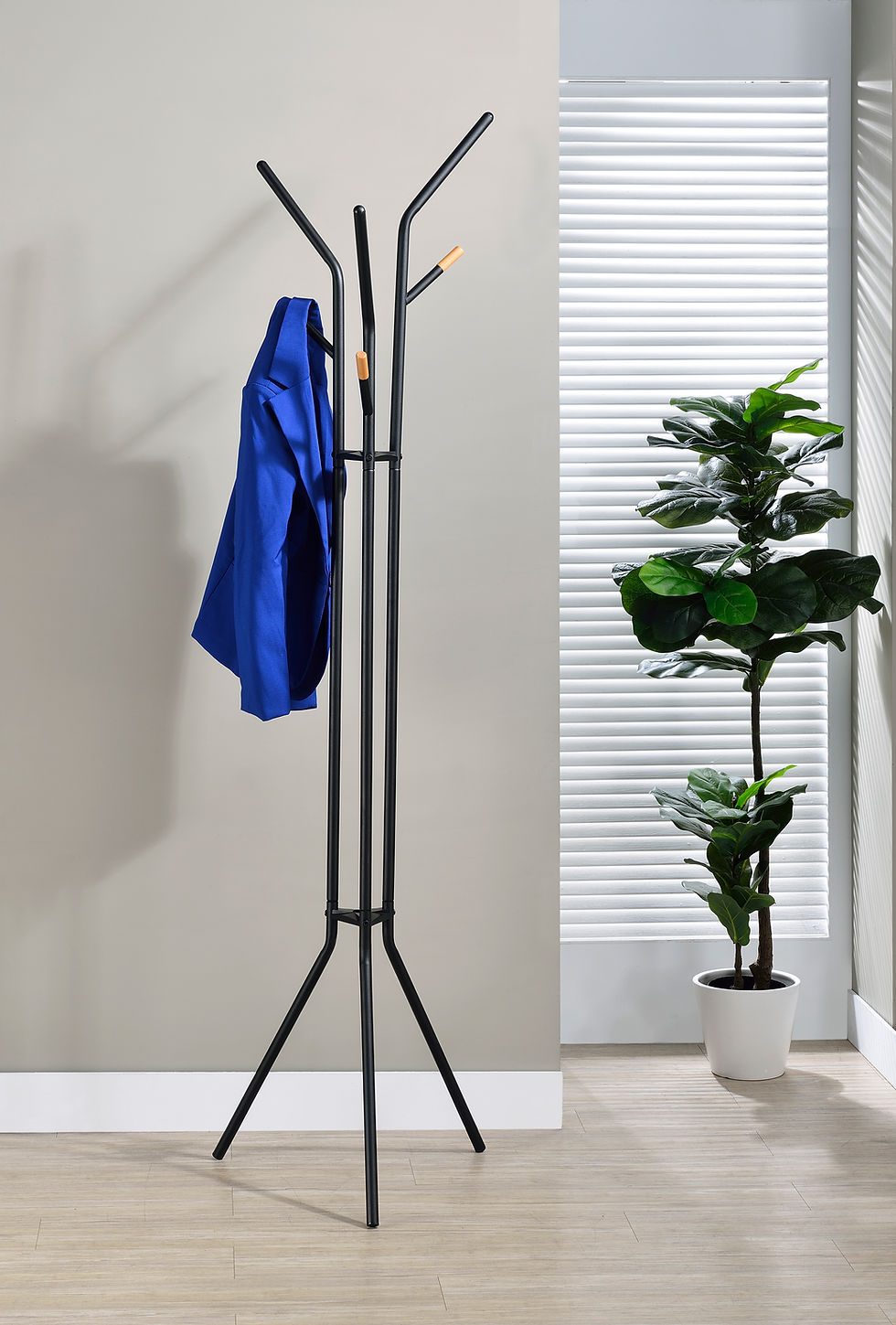 Thumbnail: Proman Products Cali Tripod Freestanding Metal Coat Tree Rack with 6 Hooks