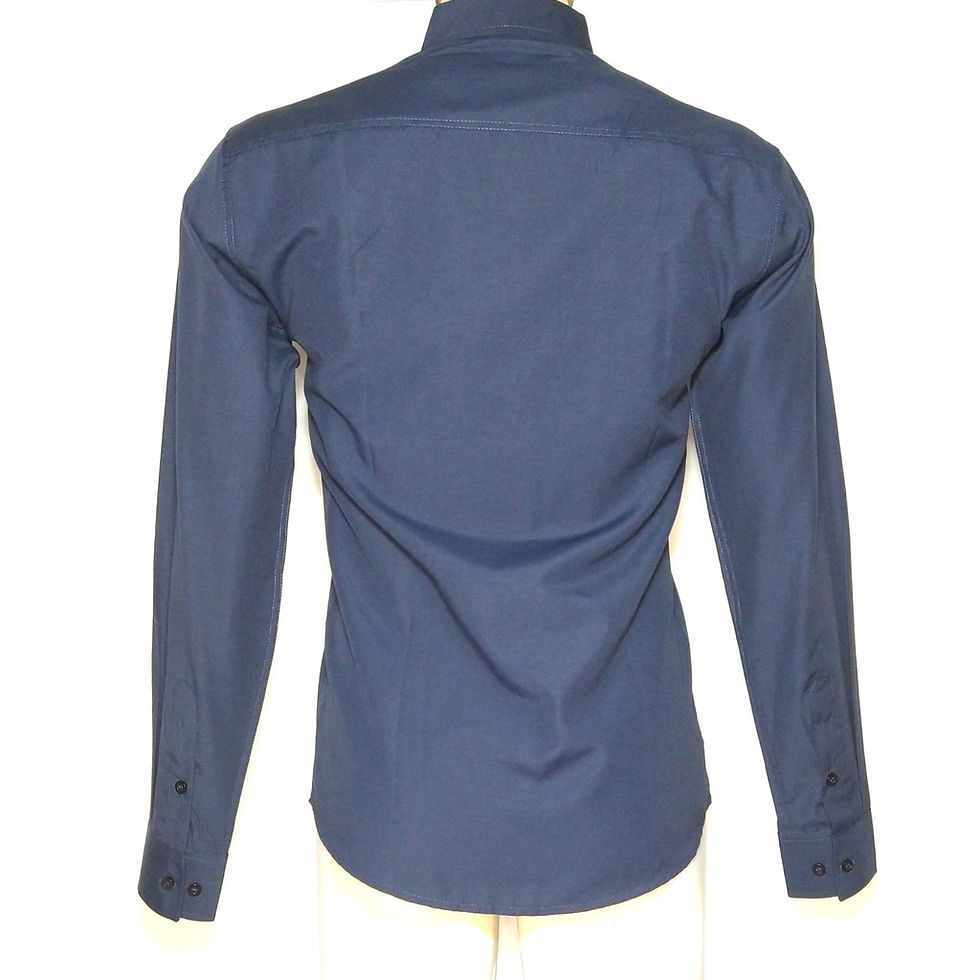 Miniatura: Camisa Social Manga Longa Slim Fit - Azul Escuro