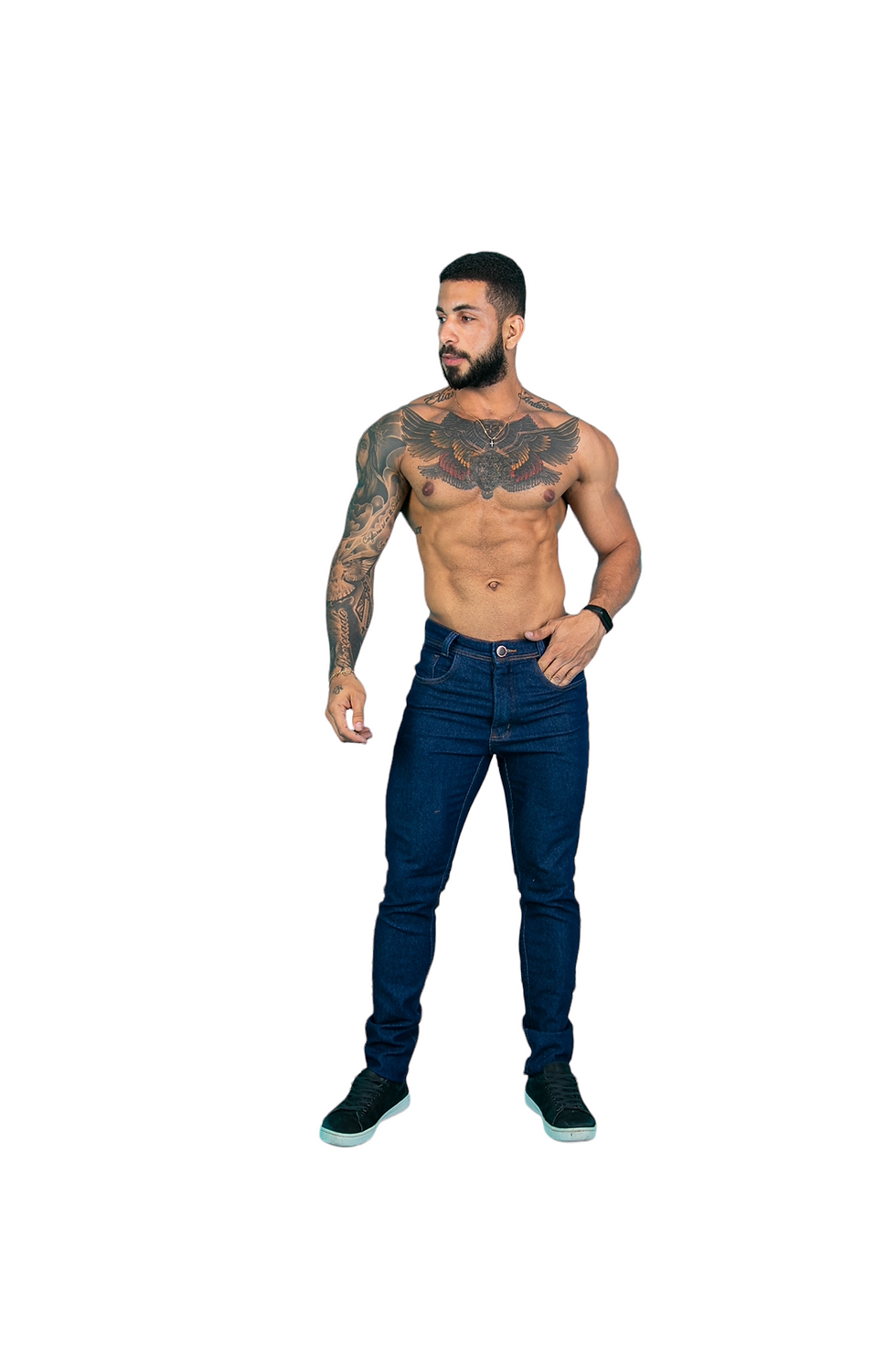 Miniatura: Calça Jeans Masculina Slim Premium Com Elastano Azul Escuro