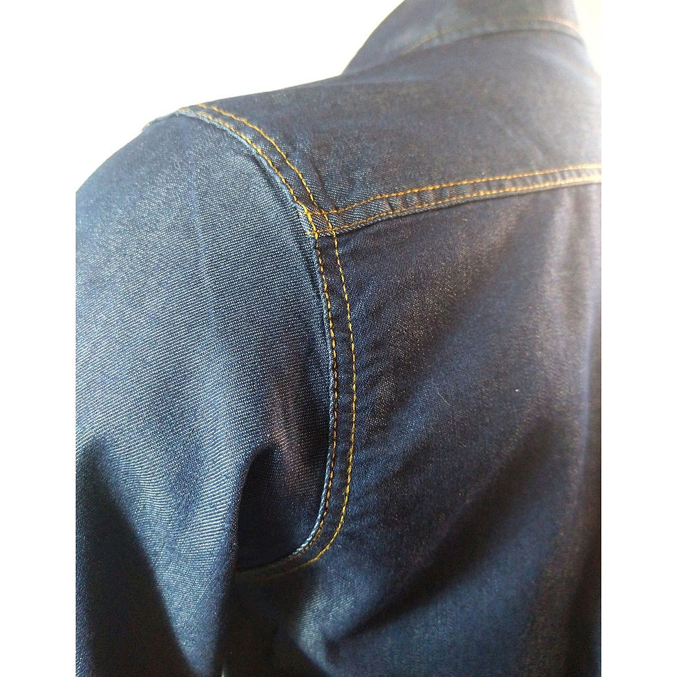 Miniatura: Camisa Jeans Manga Longa Com Bolso - Azul Escuro