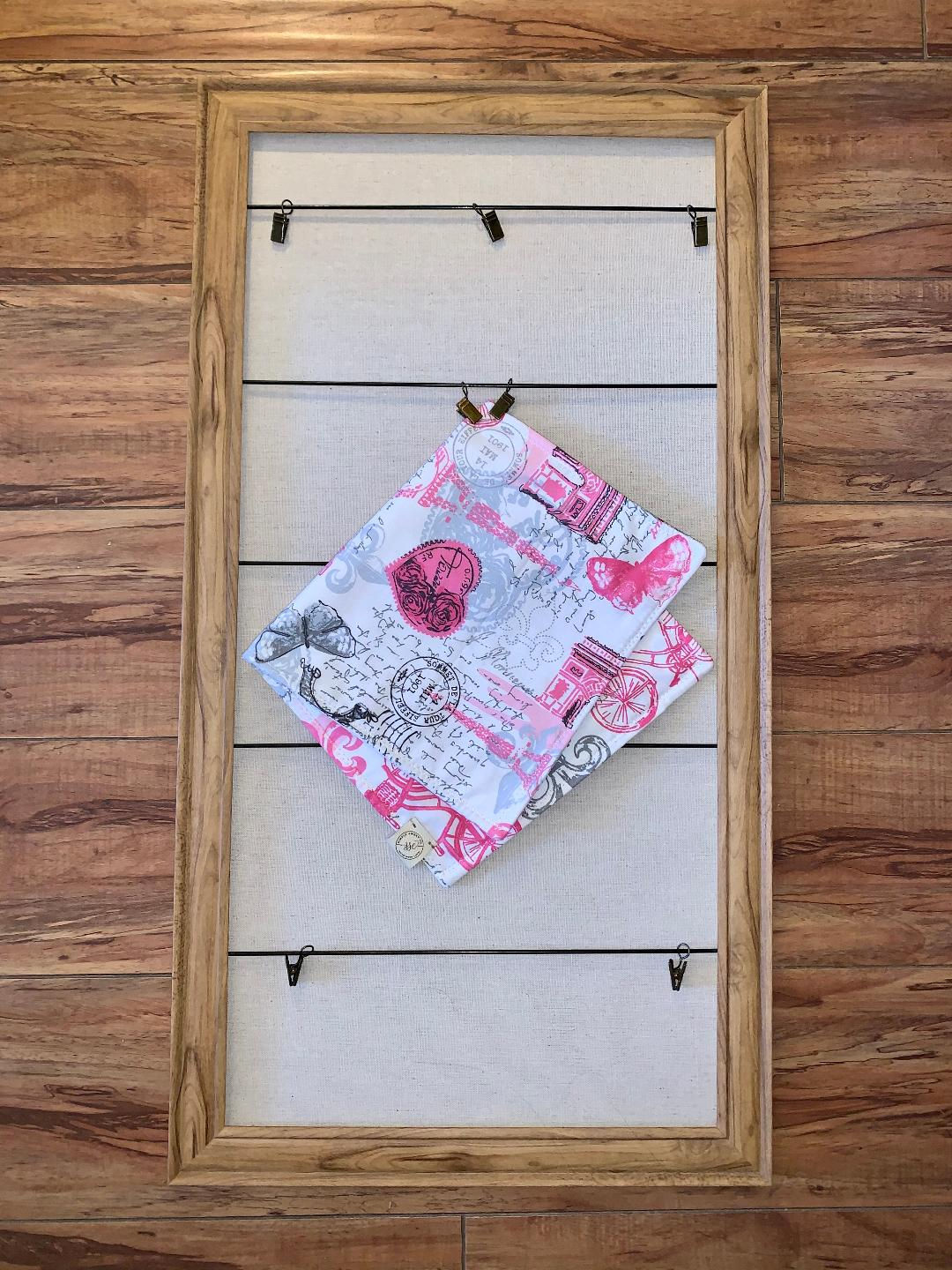White and Pink Paris Burp Rag
