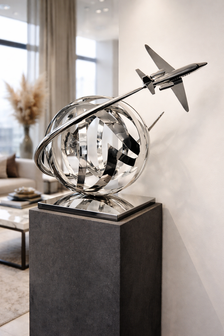 Projet artistique AERO-DESIGN réalisé avec une pièce aéronautique