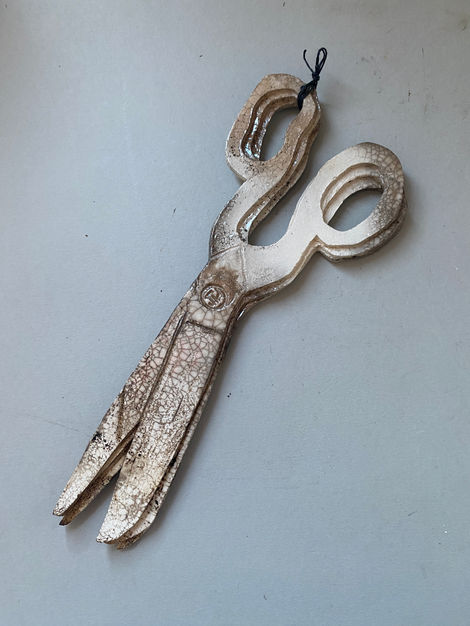 clay, ceramic , scissors