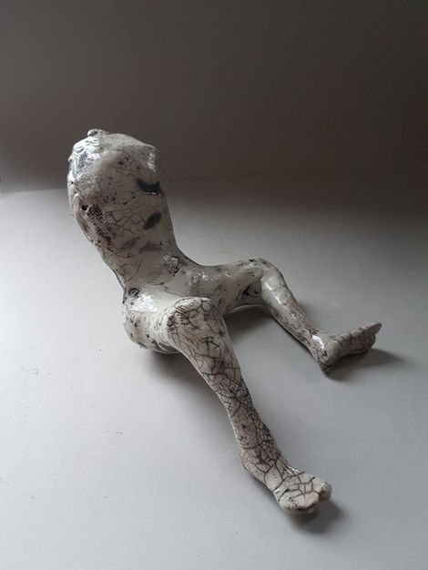 Raku Pinched and Coiled, Leaning   Figure, Clay Contemporary Ceramics
Figurative One Off Piece  