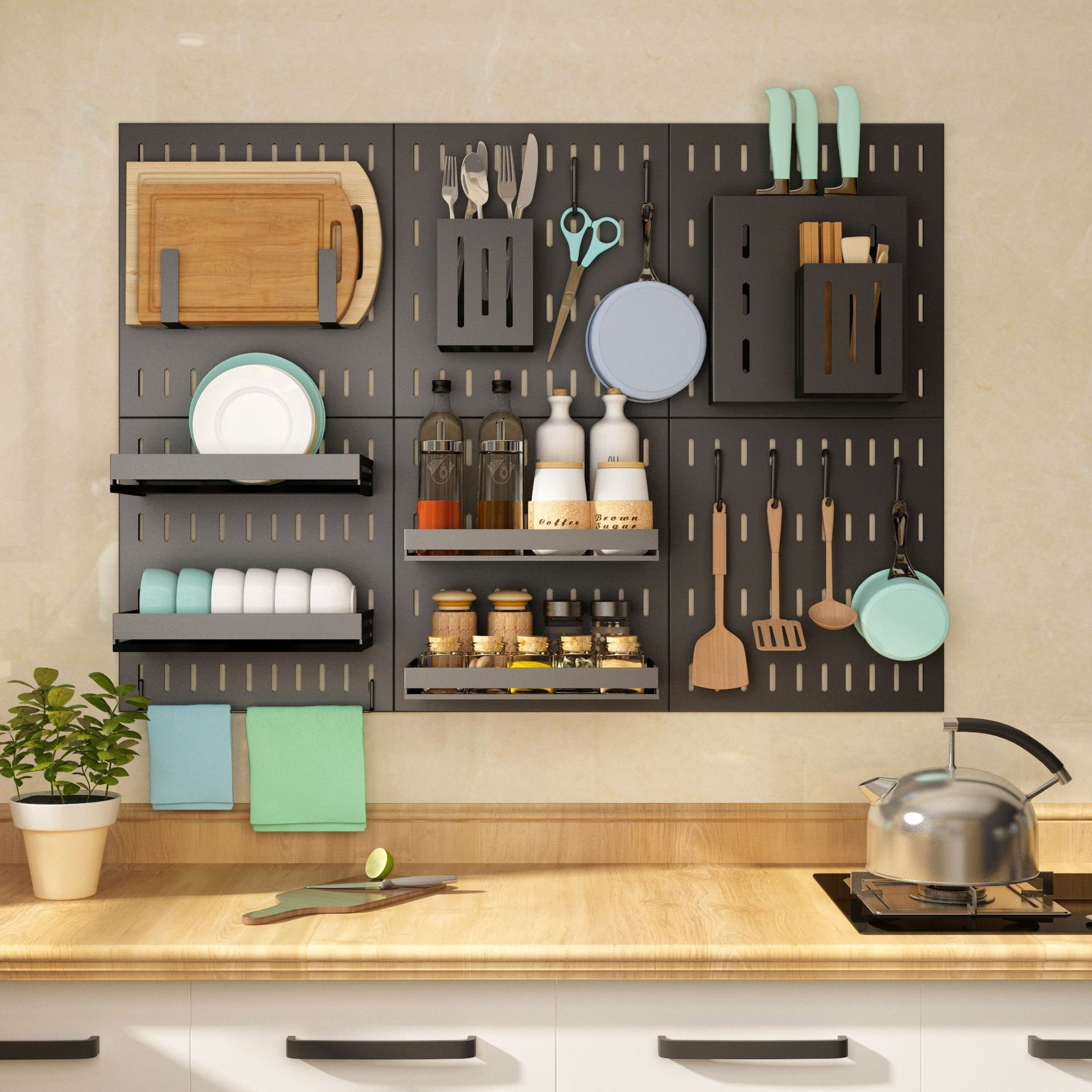 Stainless Steel Kitchen Wall Mounted Kitchen Storage Rack Hole Plate Honest Loft