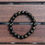 Thumbnail: Handmade Black Lacquer Bead Stretch Bracelet - Obsidian Bloom - 0.39 Inch Beads
