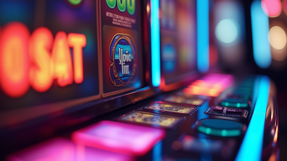 Close-up view of a colorful online slot machine interface