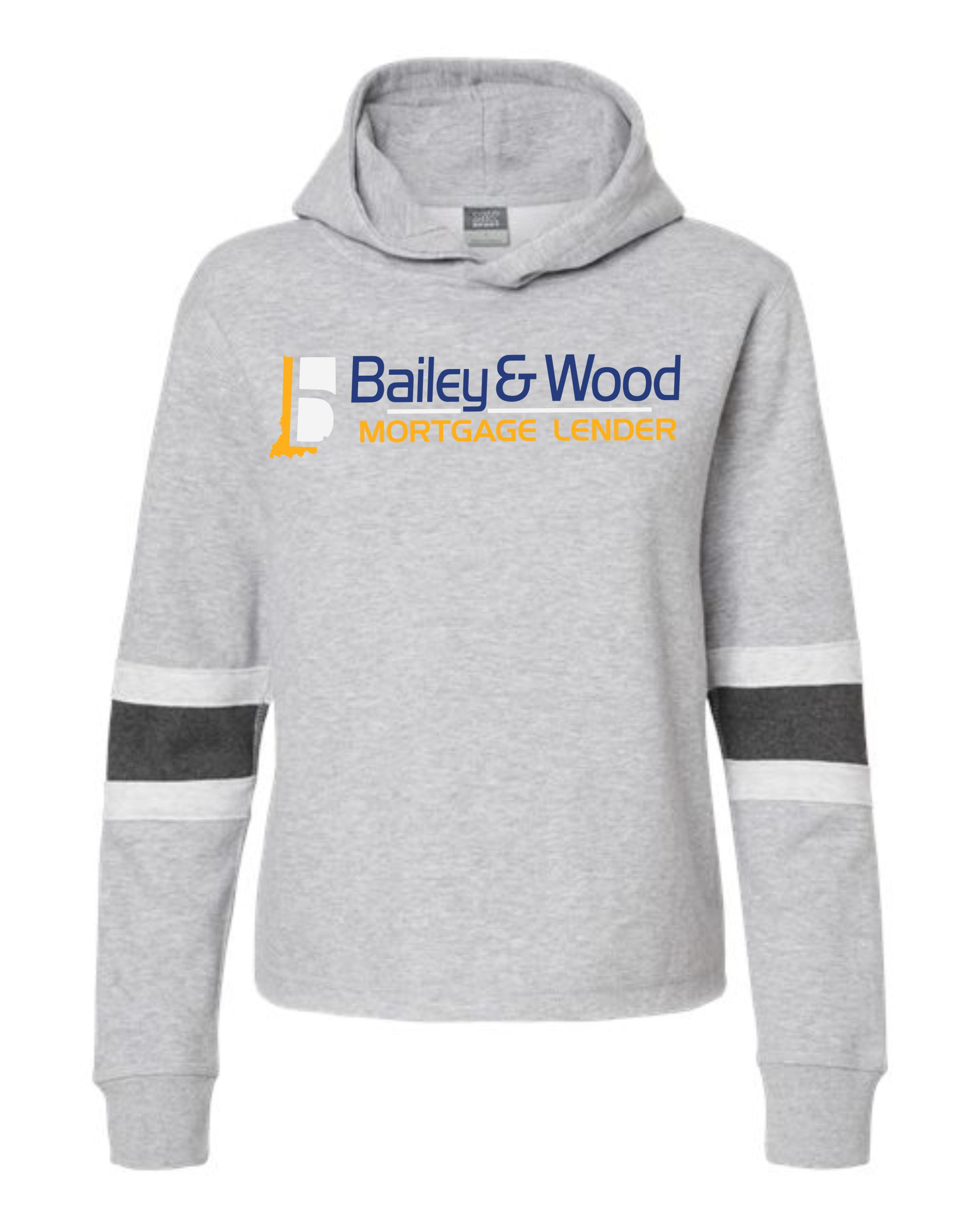 B & W-Ladies Hooded Fleece w/ 2 Tone Sleeves