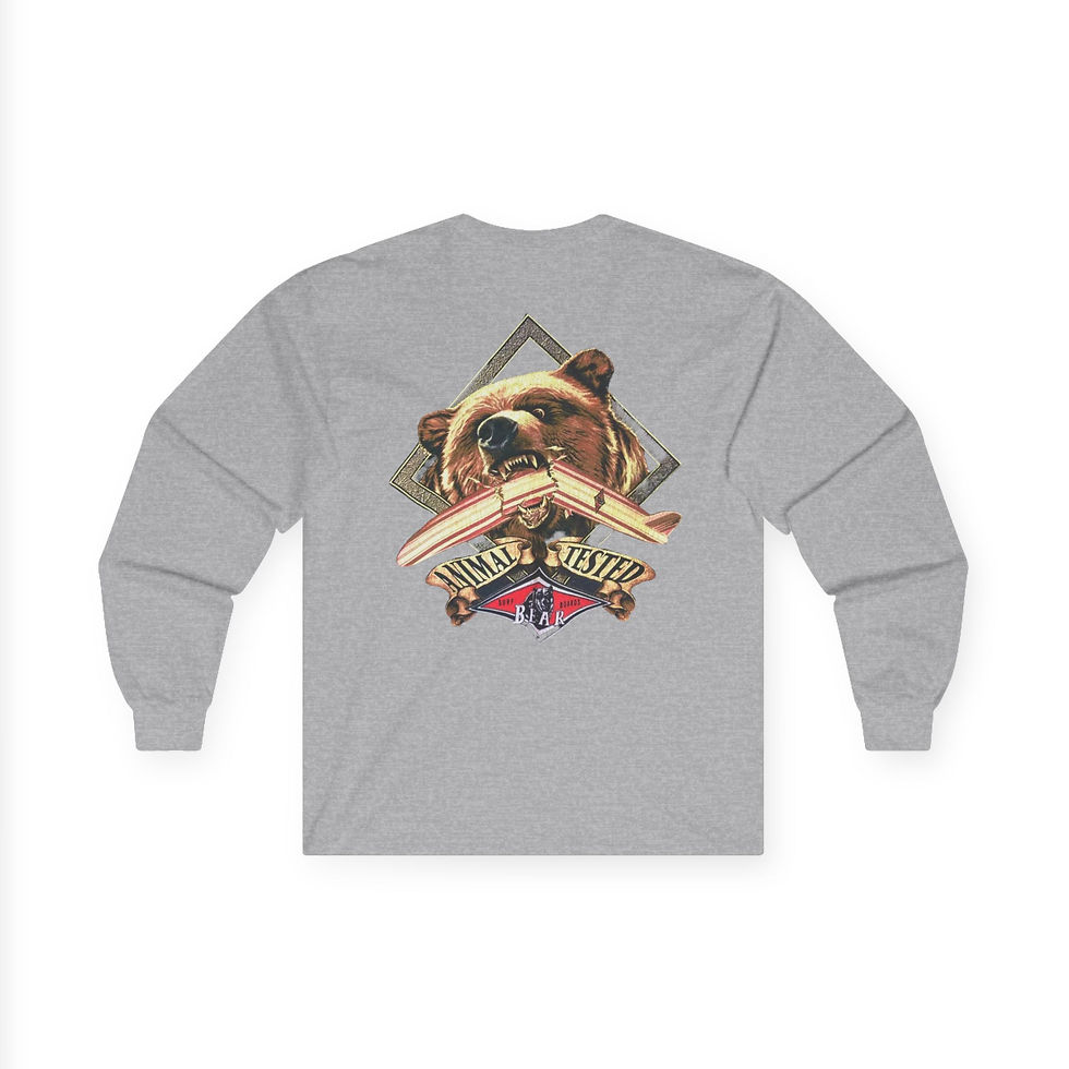 Thumbnail: Bear with Log Graphic Long Sleeve Tee | Vintage Outdoors Camping Design