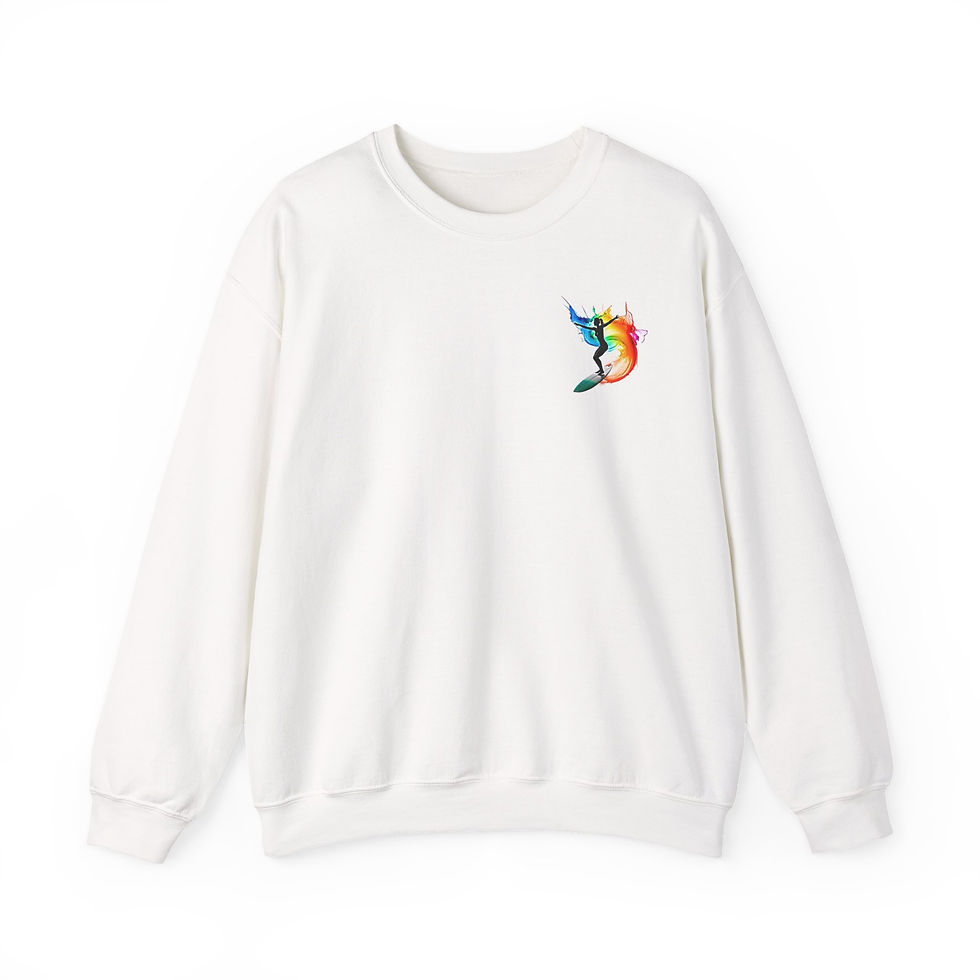 Thumbnail: Beach Sunset Crewneck Sweatshirt — Woman Surfing Graphic