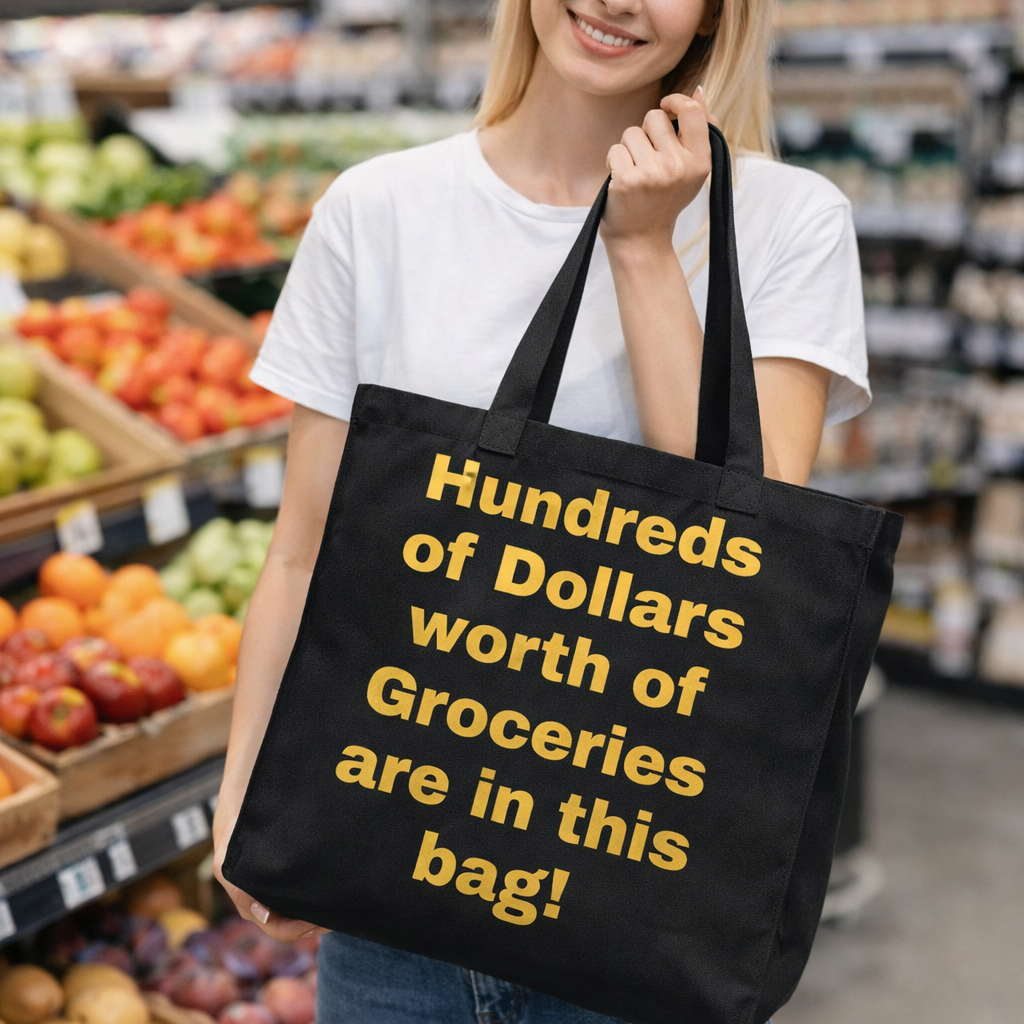Hundreds of Dollars Worth of Groceries are in this bag Canvas Tote