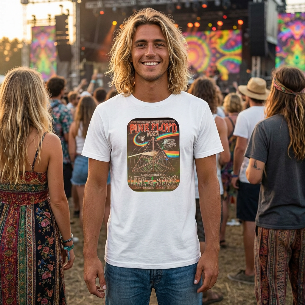 Pink Floyd Retro Tour Graphic Tee — Dark Side Prism Concert Shirt