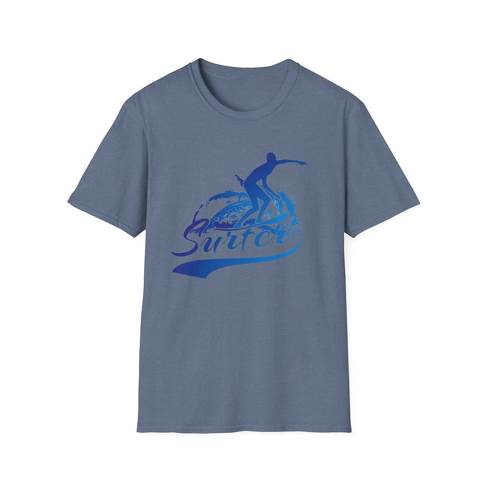 Thumbnail: Surfer Wave T-Shirt — Blue Surf Graphic Tee for Beach Lovers