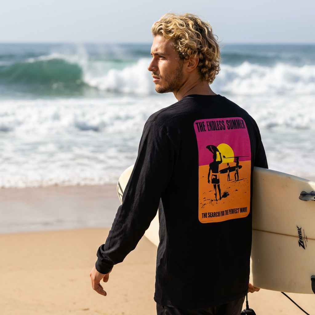 The Endless Summer Long Sleeve Tee — Retro Surf Poster Graphic